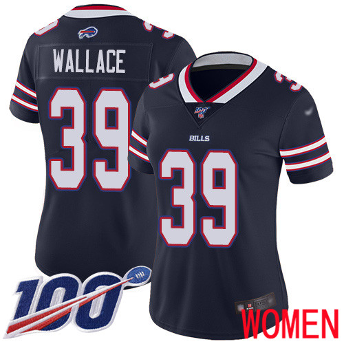 Women Buffalo Bills #39 Levi Wallace Limited Navy Blue Inverted Legend 100th Season NFL Jersey->women nfl jersey->Women Jersey